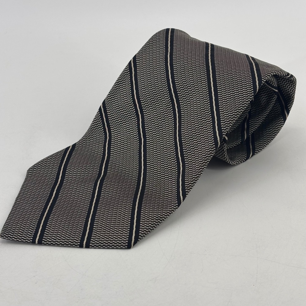 Polo Ralph Lauren Tie Mens OS Navy Blue Striped Silk Neiman Marcus USA Handmade